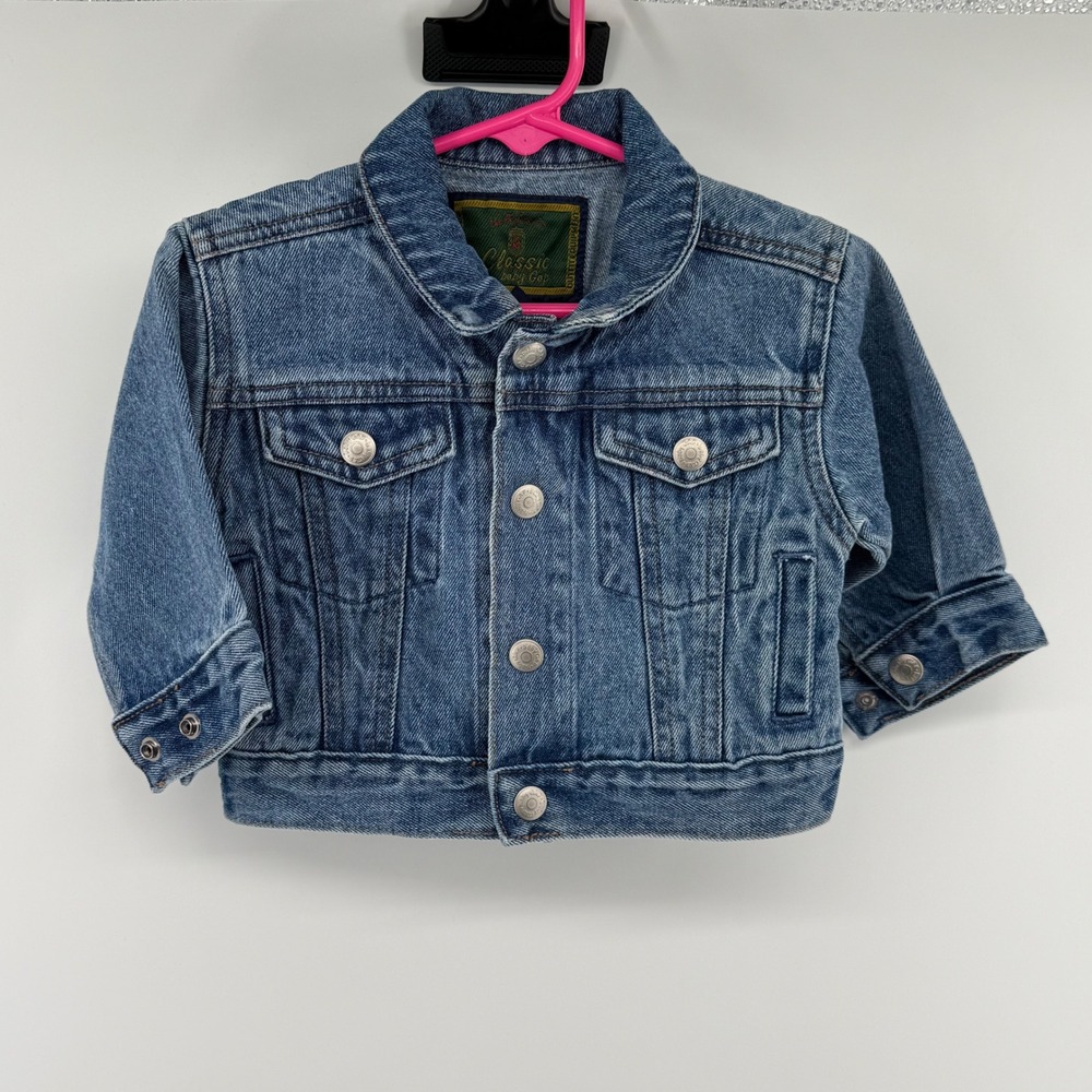 Vintage Baby Gap Denim Jacket 90s Classic Trucker Blue Medium Wash S/M 3-12 Mos